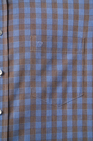Bisse Regular Fit Paşa Yaka Ekoseli Kahve Erkek Gömlek GM23K232024_D11