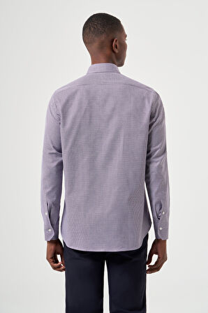 Bisse Regular Fit Paşa Yaka Desenli Lila Erkek Gömlek GM23K232040_D44