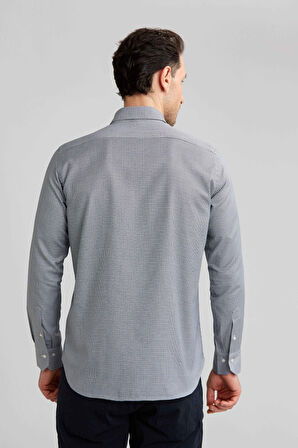 Bisse Regular Fit Paşa Yaka Desenli Gri Erkek Gömlek GM23K232040_D55