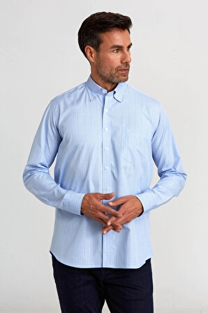 Bisse Regular Fit Ekoseli Mavi Erkek Gömlek GM23K232012_D35