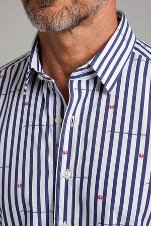 Bisse Lacivert Regular Fit Pamuk Çizgili Spor Yaka Kalın Gömlek GM23K232057_C39