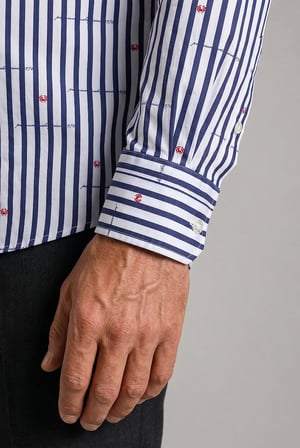 Bisse Lacivert Regular Fit Pamuk Çizgili Spor Yaka Kalın Gömlek GM23K232057_C39