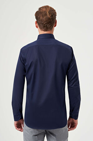Bisse Regular Fit Paşa Yaka Lacivert Spor Erkek Gömlek GM23K232026_D39