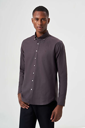 Bisse Regular Fit Koyu Kahve Erkek Gömlek GM23K232058_D12