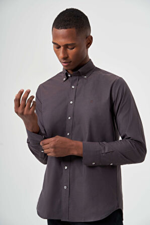 Bisse Regular Fit Koyu Kahve Erkek Gömlek GM23K232058_D12