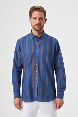 Bisse Regular Fit Paşa Yaka Kahve Erkek Gömlek GM23K232022_D11