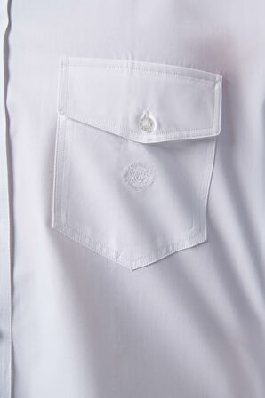 Bisse Regular Fit Kol İçi Apoletli Beyaz Spor Erkek Gömlek GM23K232060_D01