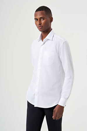 Bisse Regular Fit Klasik Beyaz Erkek Gömlek GM23Y231174_K01