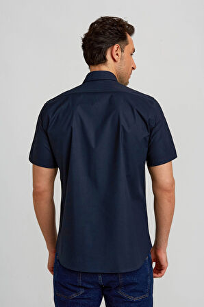 Bisse Regular Fit Kısa Kollu Klasik Lacivert Erkek Gömlek GM23Y231170_D39