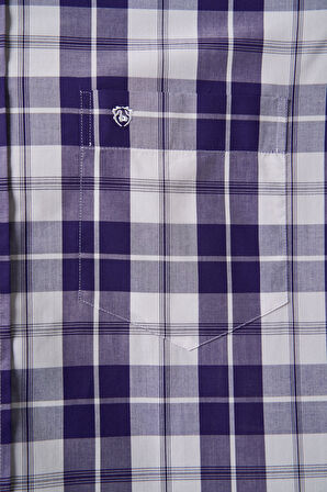 Bisse Regular Fit Paşa Yaka Ekoseli Lila Erkek Gömlek GM23K232009_D44