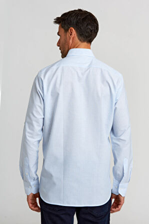 Bisse Regular Fit Paşa Yaka Kol İçi Apoletli Mavi Erkek Gömlek GM23Y231125_C35