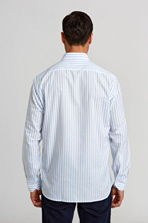 Bisse Regular Fit Paşa Yaka Kol İçi Apoletli Mavi Spor Erkek Gömlek GM23Y231124_C35
