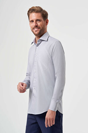 Bisse Regular Fit Gri Klasik Erkek Gömlek GM23K232052_D55