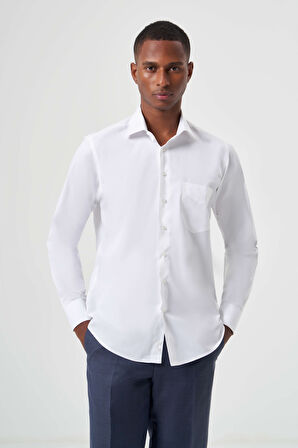 Bisse Regular Fit Beyaz Klasik Erkek Gömlek GM23K232027_D01
