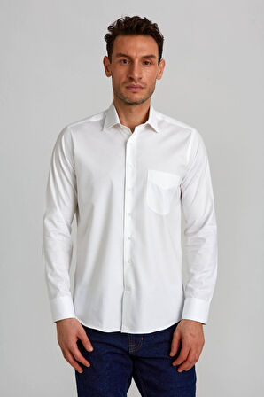 Bisse Regular Fit Beyaz Klasik Erkek Gömlek GM23K232000_D01