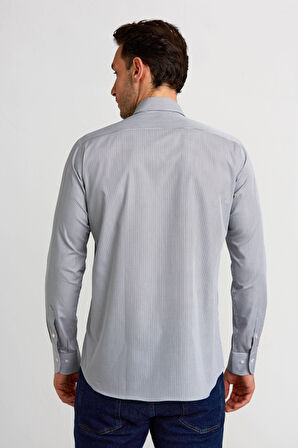 Bisse Regular Fit İtalyan Kumaş Gri Erkek Gömlek GM23K232038_D55