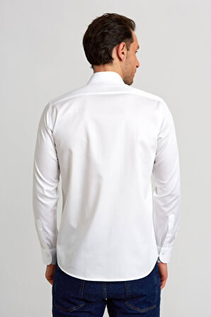 Bisse Regular Fit Beyaz Saten Erkek Gömlek GM23K232064_D01