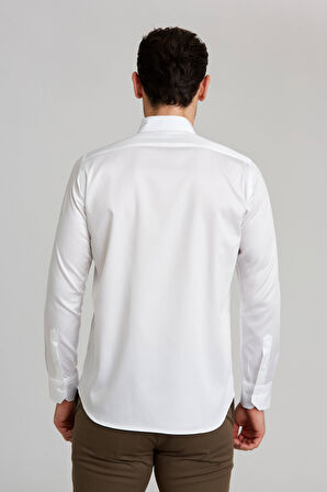 Bisse Regular Fit Paşa Yaka Beyaz Spor Erkek Gömlek GM23K232067_D01