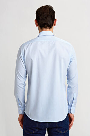 Bisse Regular Fit İtalyan Yaka Mavi Klasik Erkek Gömlek GM23K232070_D35