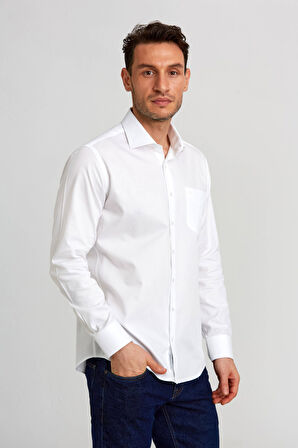 Bisse Regular Fit İtalyan Beyaz Erkek Gömlek GM23K232078_D01