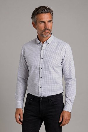 Bisse Siyah Modern Fit Pamuk Düğmeli Paşa Yaka Küçük Armür Kare Gömlek GMKRA0122300200_D99