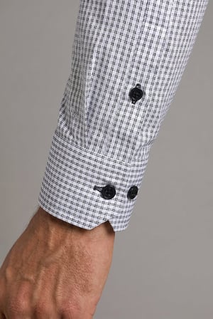 Bisse Siyah Modern Fit Pamuk Düğmeli Paşa Yaka Küçük Armür Kare Gömlek GMKRA0122300200_D99