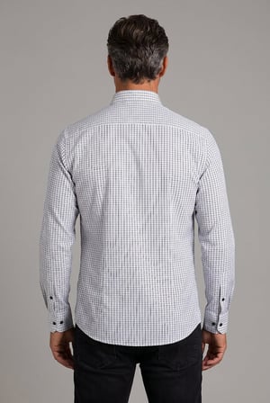 Bisse Siyah Modern Fit Pamuk Düğmeli Paşa Yaka Küçük Armür Kare Gömlek GMKRA0122300200_D99