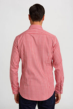 Bisse Modern Fit Gizli Düğme Yakalı Kırmızı Spor Erkek Gömlek GMKRA0122300202_D24