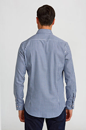 Bisse Modern Fit Gizli Düğme Yakalı Lacivert Spor Erkek Gömlek GMKRA0122300202_D39