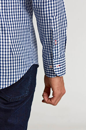 Bisse Modern Fit Gizli Düğme Yakalı Lacivert Spor Erkek Gömlek GMKRA0122300202_D39