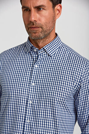 Bisse Modern Fit Gizli Düğme Yakalı Lacivert Spor Erkek Gömlek GMKRA0122300202_D39