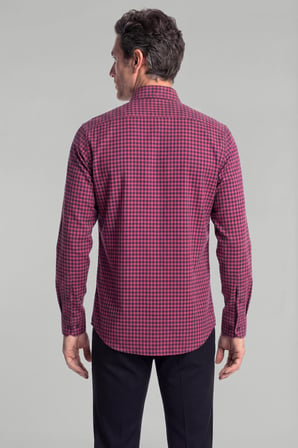 Bisse Regular Fit Flanel Mini Kareli Pamuk Kırmızı Erkek Gömlek GMFLN0122300203_D24