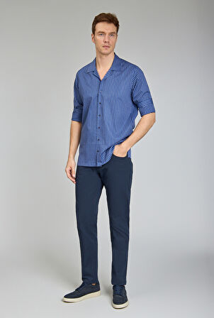 Bisse Regular Fit Apaj Yaka Lacivert Spor Erkek Gömlek GMCZG1722300204_D39