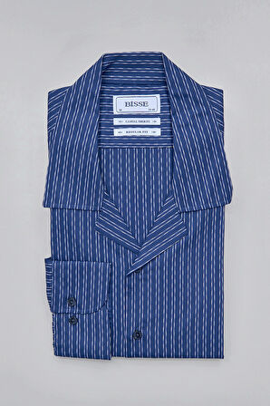 Bisse Regular Fit Apaj Yaka Lacivert Spor Erkek Gömlek GMCZG1722300204_D39