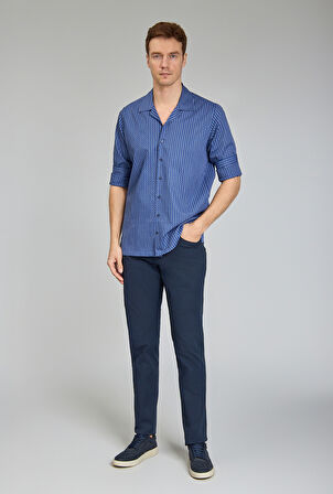 Bisse Regular Fit Apaj Yaka Lacivert Spor Erkek Gömlek GMCZG1722300204_D39