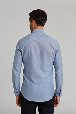 Bisse Modern Fit Gizli Düğmeli Lacivert Spor Erkek Gömlek GMARS0122300206_D39