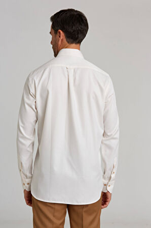 Bisse Modern Fit Paşa Yaka Düğmeli Spor Ekru Erkek Gömlek GMARS0422300208_D03
