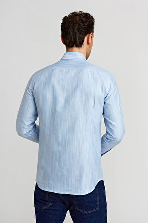 Bisse Modern Fit Klasik Dik Yaka Mavi Erkek Gömlek GMDGR0122300211_D35