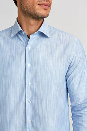 Bisse Modern Fit Klasik Dik Yaka Mavi Erkek Gömlek GMDGR0122300211_D35