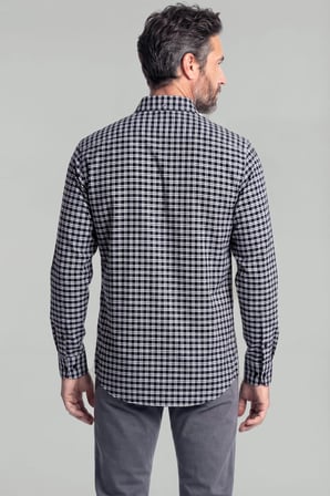Bisse Modern Fit İtalyan Yaka Düğmeli Ekose Kışlık Pamuk Lacivert Erkek Gömlek GMEKS0122300214_D39