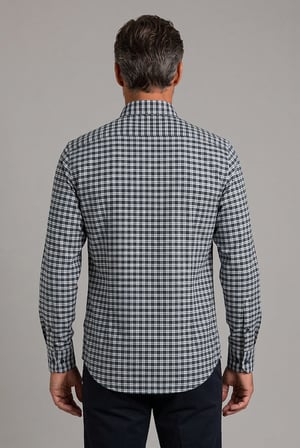 Bisse Yeşil Modern Fit Pamuk Düğmeli İtalyan Yaka Ekose Kışlık Gömlek GMEKS0122300214_D47