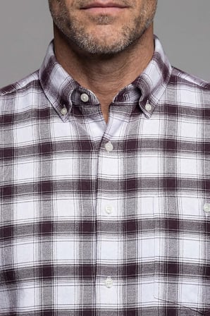 Bisse Modern Fit İtalyan Yaka Tek Cep Düğmeli Ekose Kışlık Pamuk Bordo Erkek Gömlek GMEKS0122300215_D25