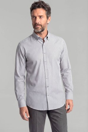 Bisse Modern Fit Paşa Yaka Saten Pamuk Gri Erkek Gömlek GMCZG0822300220_D55