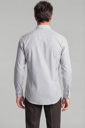 Bisse Modern Fit Paşa Yaka Saten Pamuk Gri Erkek Gömlek GMCZG0822300220_D55
