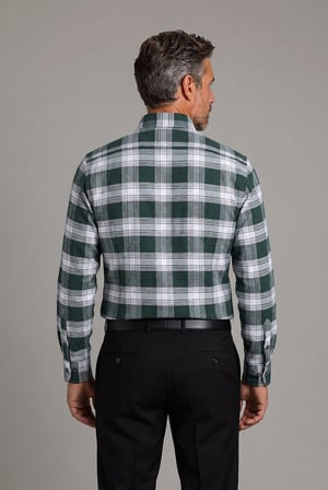Bisse Yeşil Modern Fit Pamuk Paşa Yaka Yuvarlak Manşet Gömlek GMEKS12300300_D47