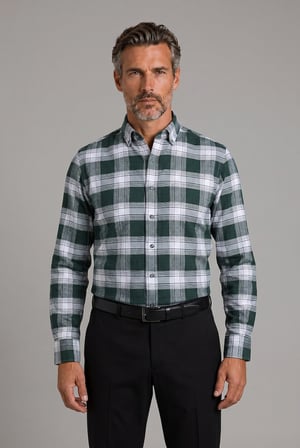 Bisse Yeşil Modern Fit Pamuk Paşa Yaka Yuvarlak Manşet Gömlek GMEKS12300300_D47