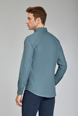 Bisse Modern Fit Paşa Yaka Yeşil Erkek Gömlek GMFLN0222302221_D47