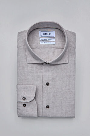 Bisse Regular Fit İtalyan Yaka Bej Erkek Gömlek GMFLN0222303221_D07