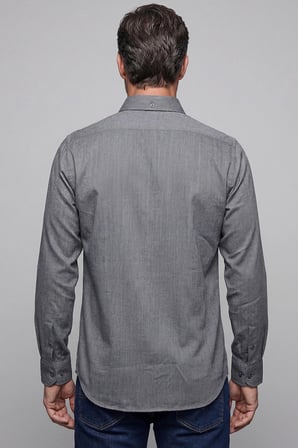 Bisse Gri Regular Fit %100 Pamuk Paşa Yaka Koyu Gömlek GMFLN0122300211_D56