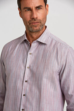 Bisse Modern Fit Dik Yaka Kiremit Erkek Gömlek GMDGR0122300211_D26